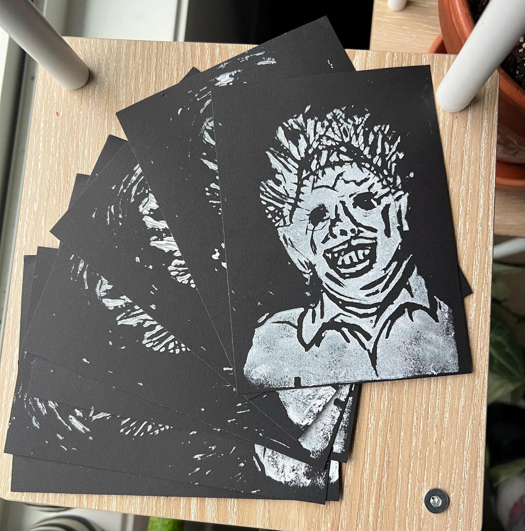 leatherface wall art print horror art lino print gothic home decor goth wall art horror home decor Texas Chainsaw Massacre fan art