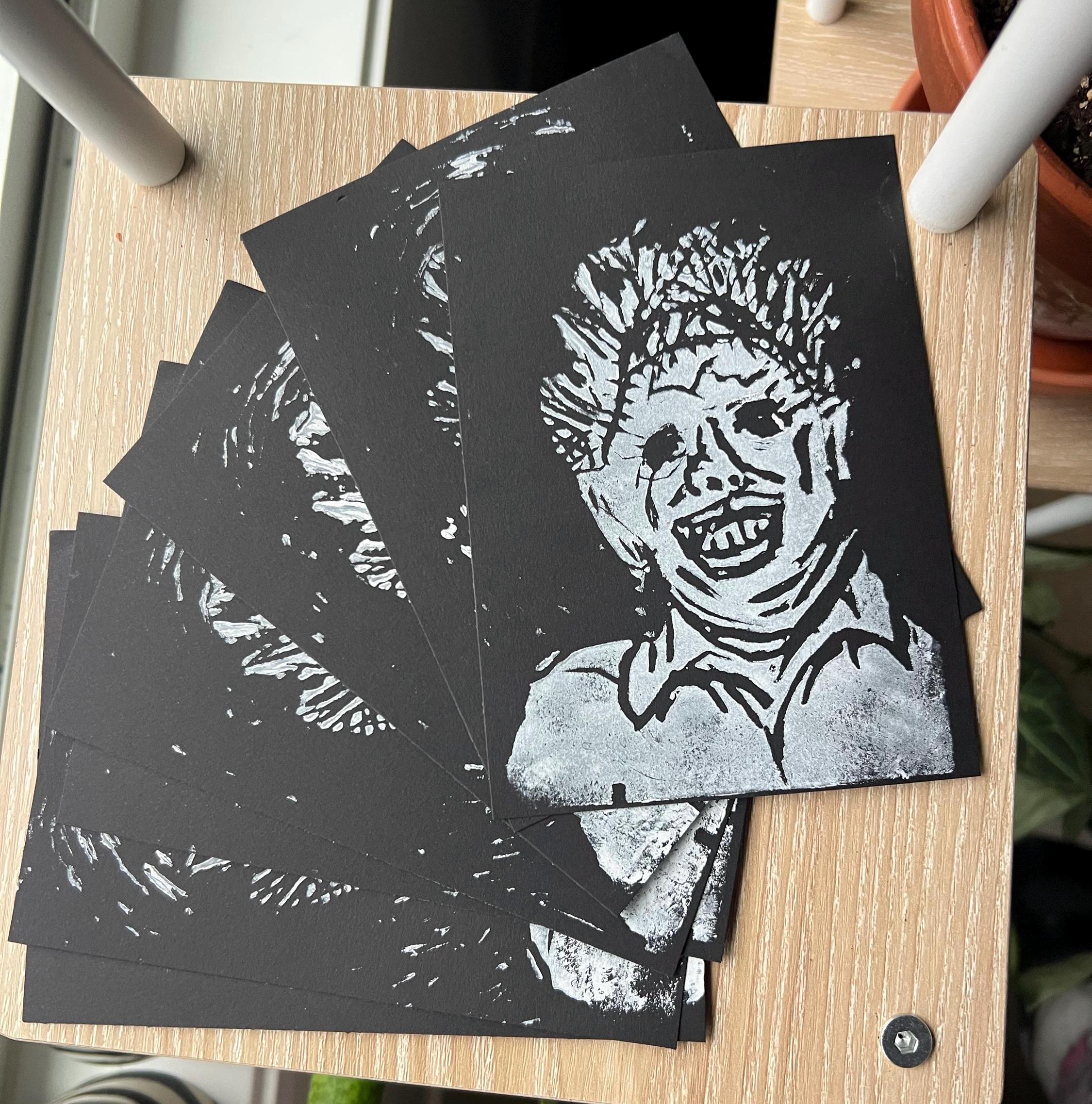 leatherface wall art print horror art lino print gothic home decor goth wall art horror home decor Texas Chainsaw Massacre fan art