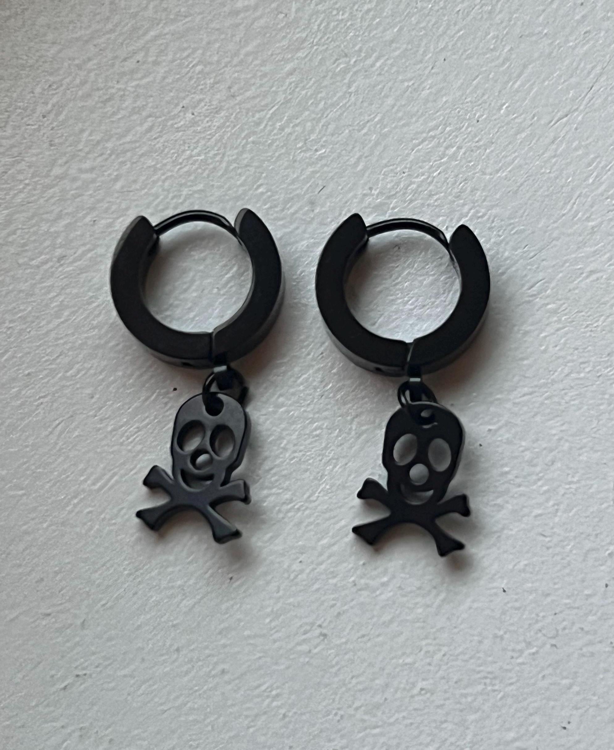 gothic skull huggie earrings goth horror accessories dark earrings punk earrings goth stainless steel earrings punk jewelry