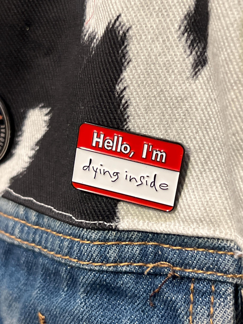 goth enamel pins dark humor pins and badges punk pins gothic accessories im dying inside punk accessories grunge pins