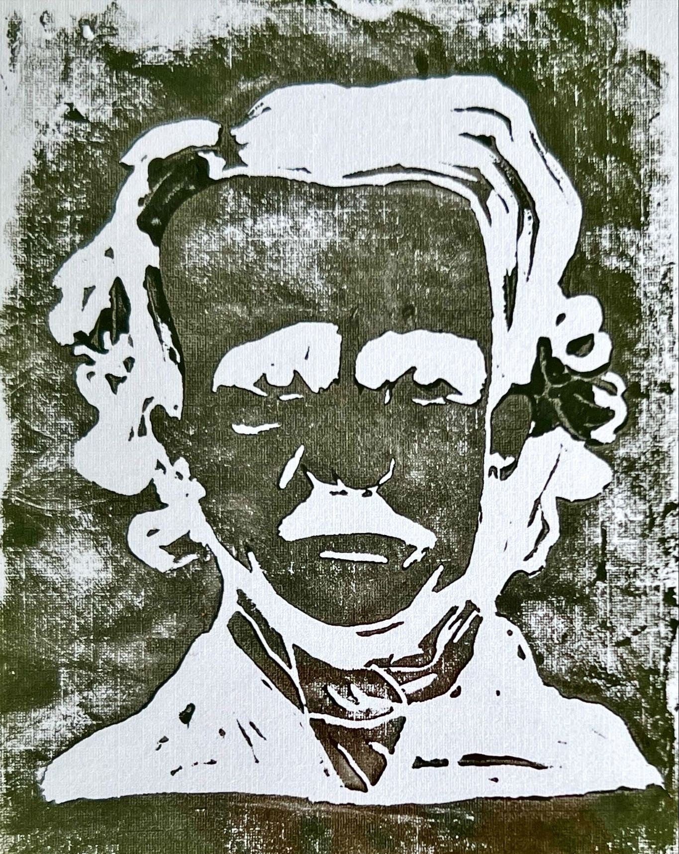 edgar allan poe lino print black and white handmade art print gothic home decor