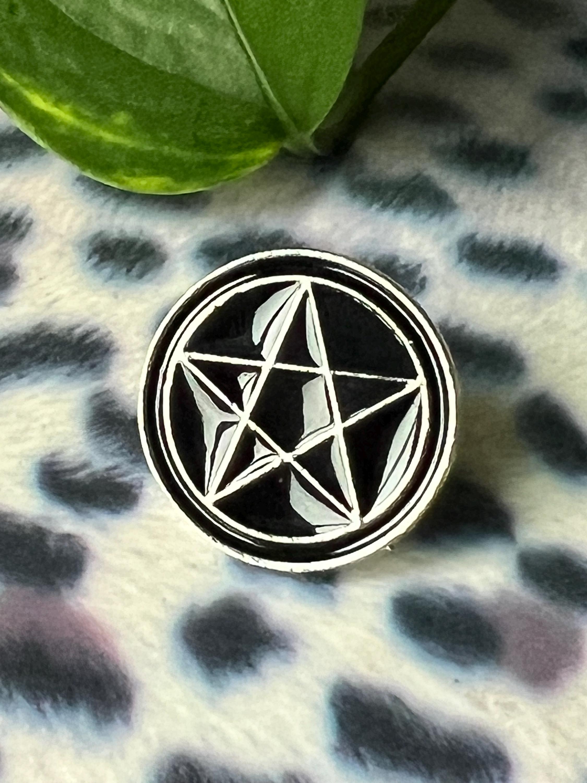 black pentagram enamel pins