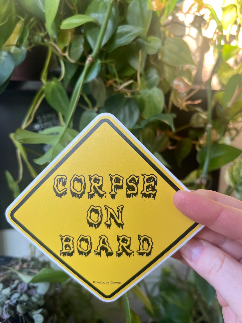 Corpse on Board vinyl sticker yellow warning sticker