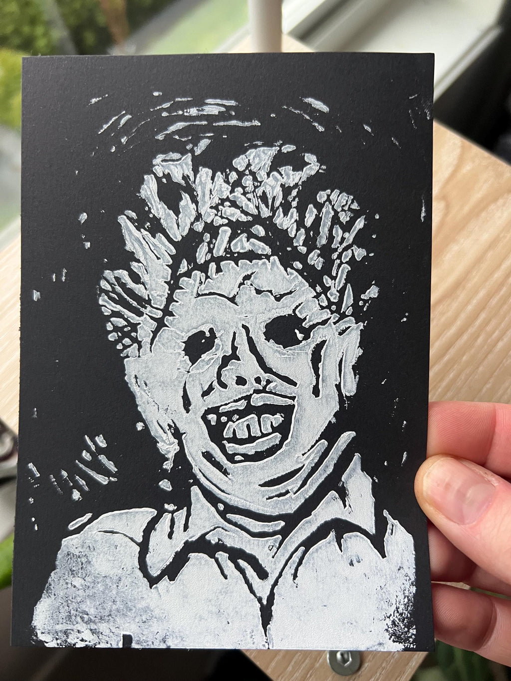 leatherface wall art print horror art lino print gothic home decor goth wall art horror home decor Texas Chainsaw Massacre fan art