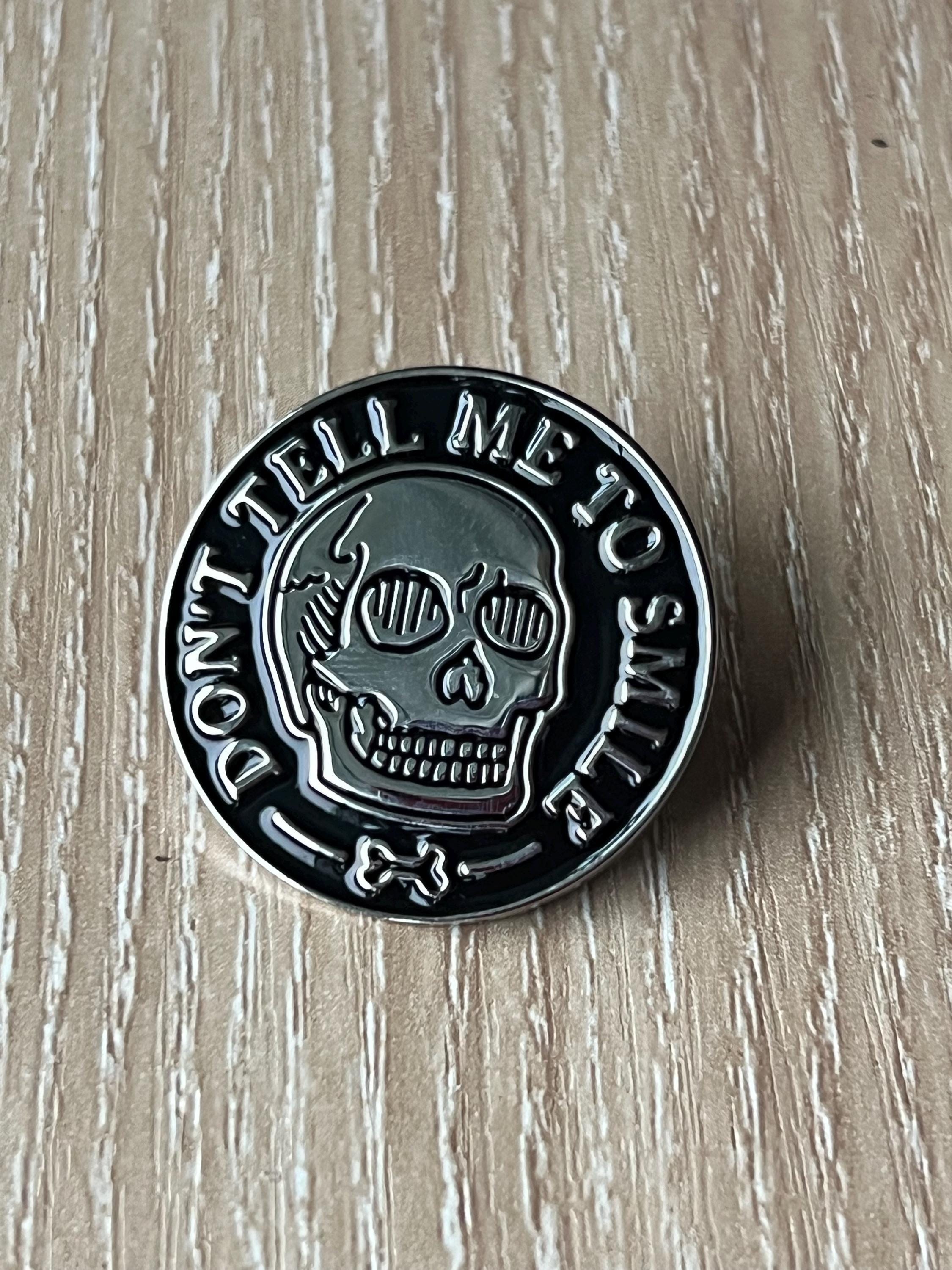 feminist punk enamel pins and badges goth pins skull feminism pinback buttons gothic accessories dont tell me to smile pin fuck off pin