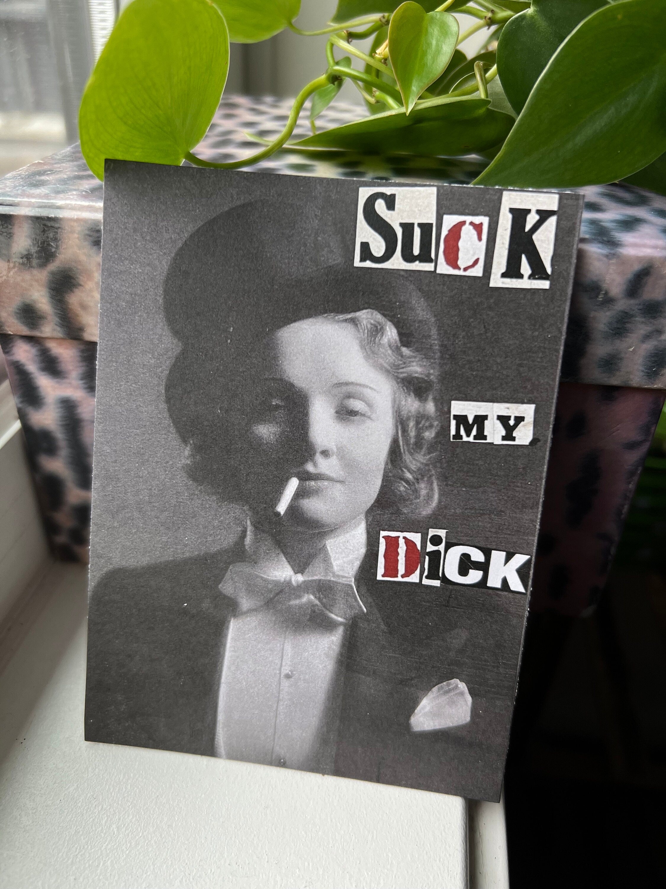 feminist punk wall art gothic art print goth home decor queer art suck my dick activist leftist wall art print black white and red decor