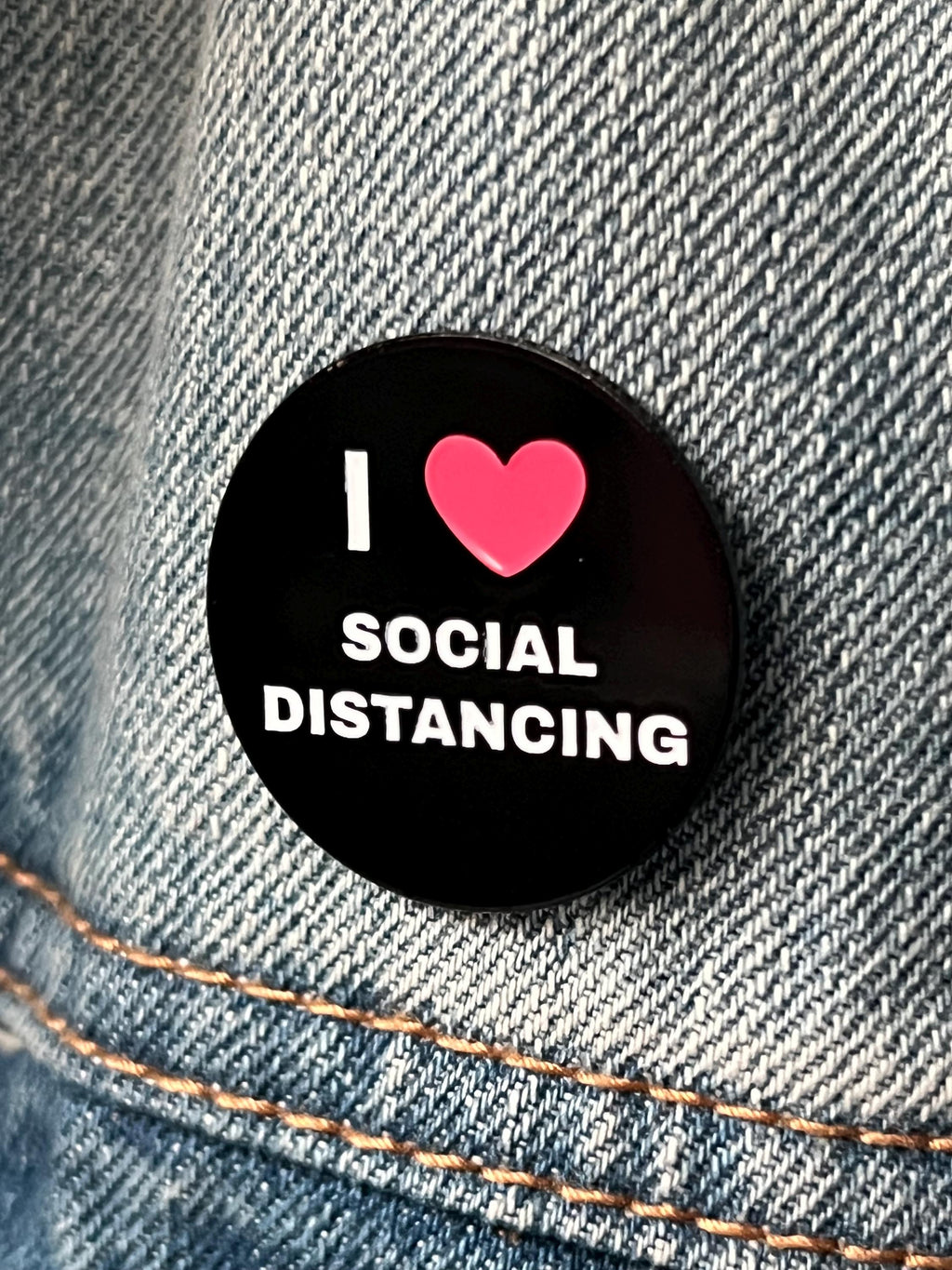 leftist funny introvert pins feminist punk pins and badges queer pins black and white liberal  I love social distancing button