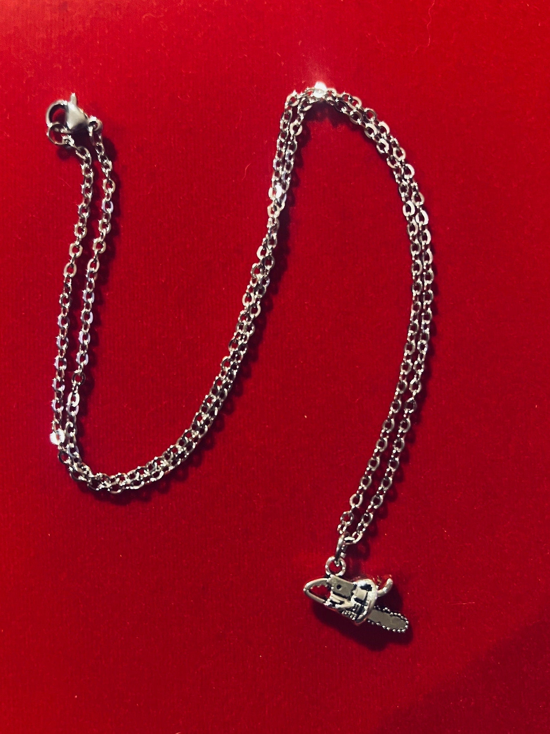 chainsaw necklace goth jewelry punk accessories gothic necklace stainless steel jewelry punk necklace miniature chainsaw jewelry
