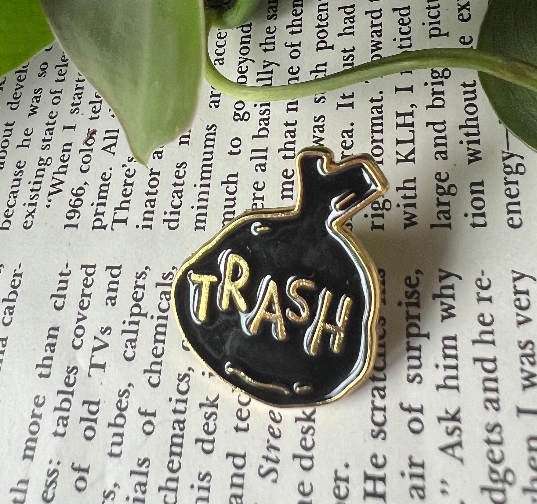 goth pins punk badges trash bag enamel pins funny pinback buttons emo garbage pin grunge accessories queer pin pins