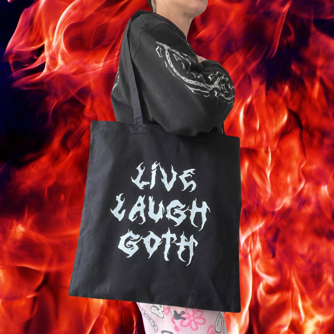 Live Laugh Goth black tote bag