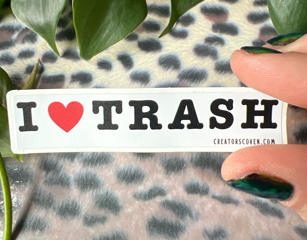 funny stickers punk stickers goth stickers sarcastic stickers for her I love trash vinyl sticker removable waterproof decal journal sticker