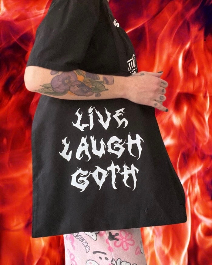 Live Laugh Goth black tote bag