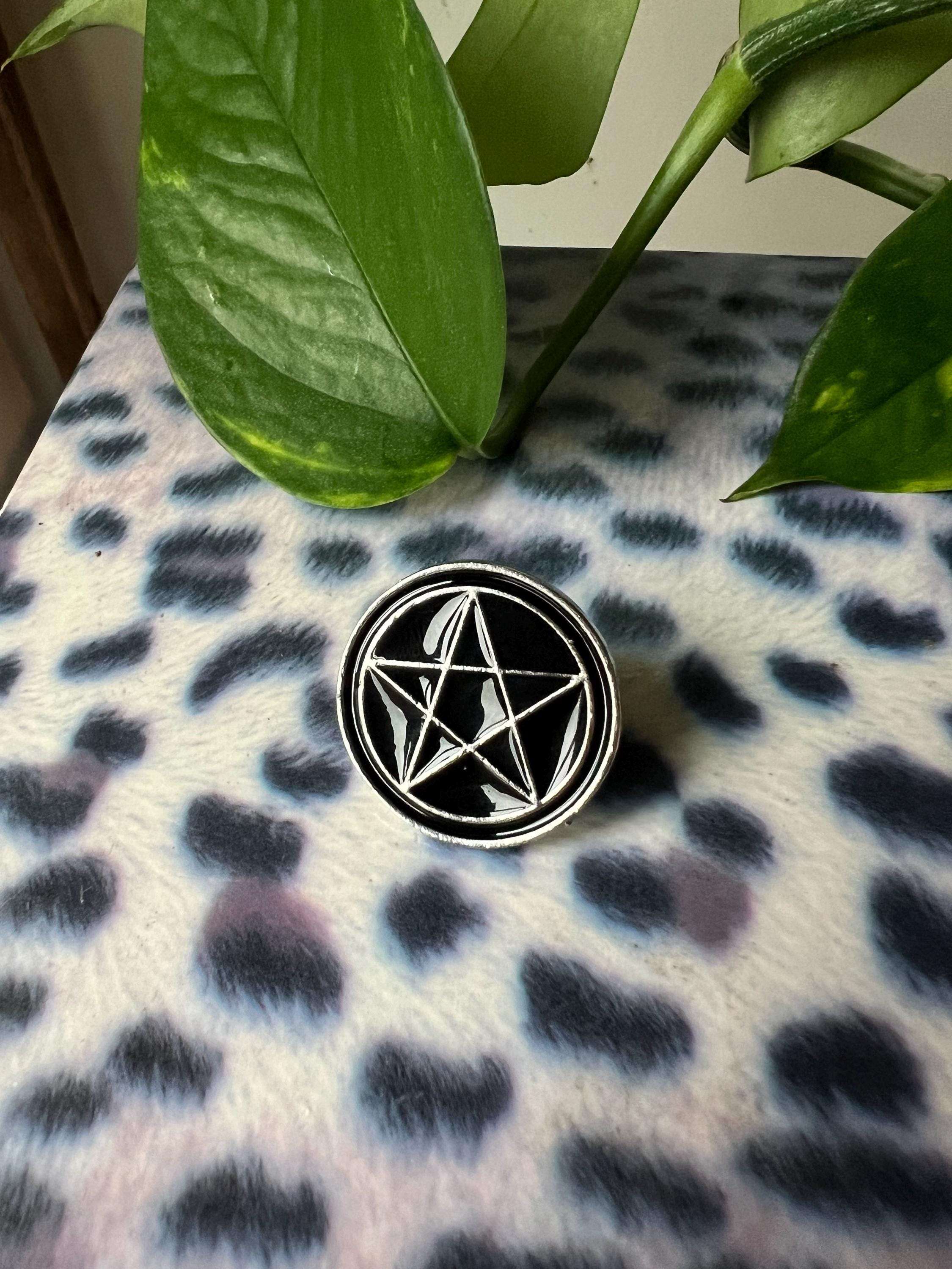 black pentagram enamel pins