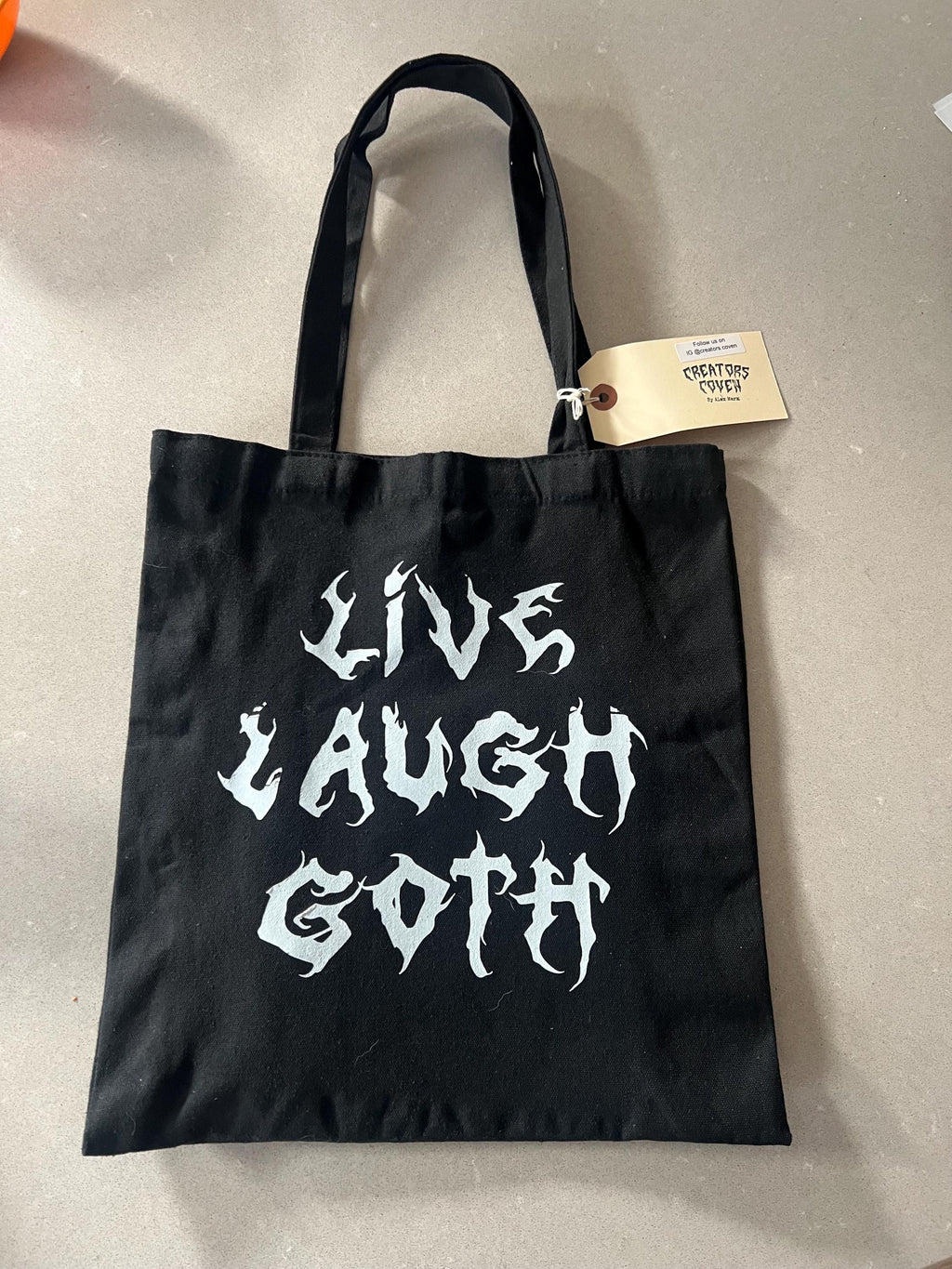Live Laugh Goth black tote bag