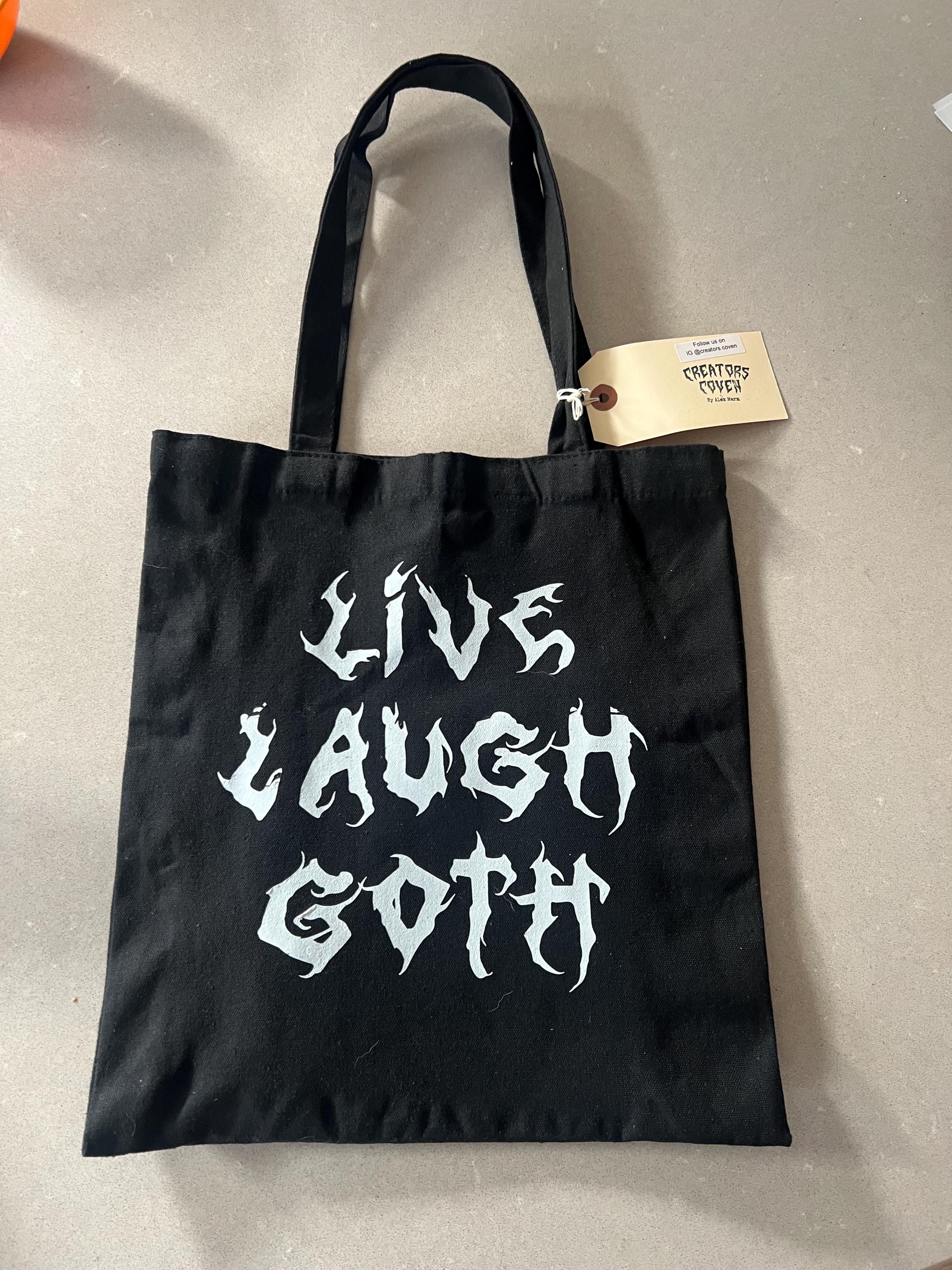 Live Laugh Goth black tote bag