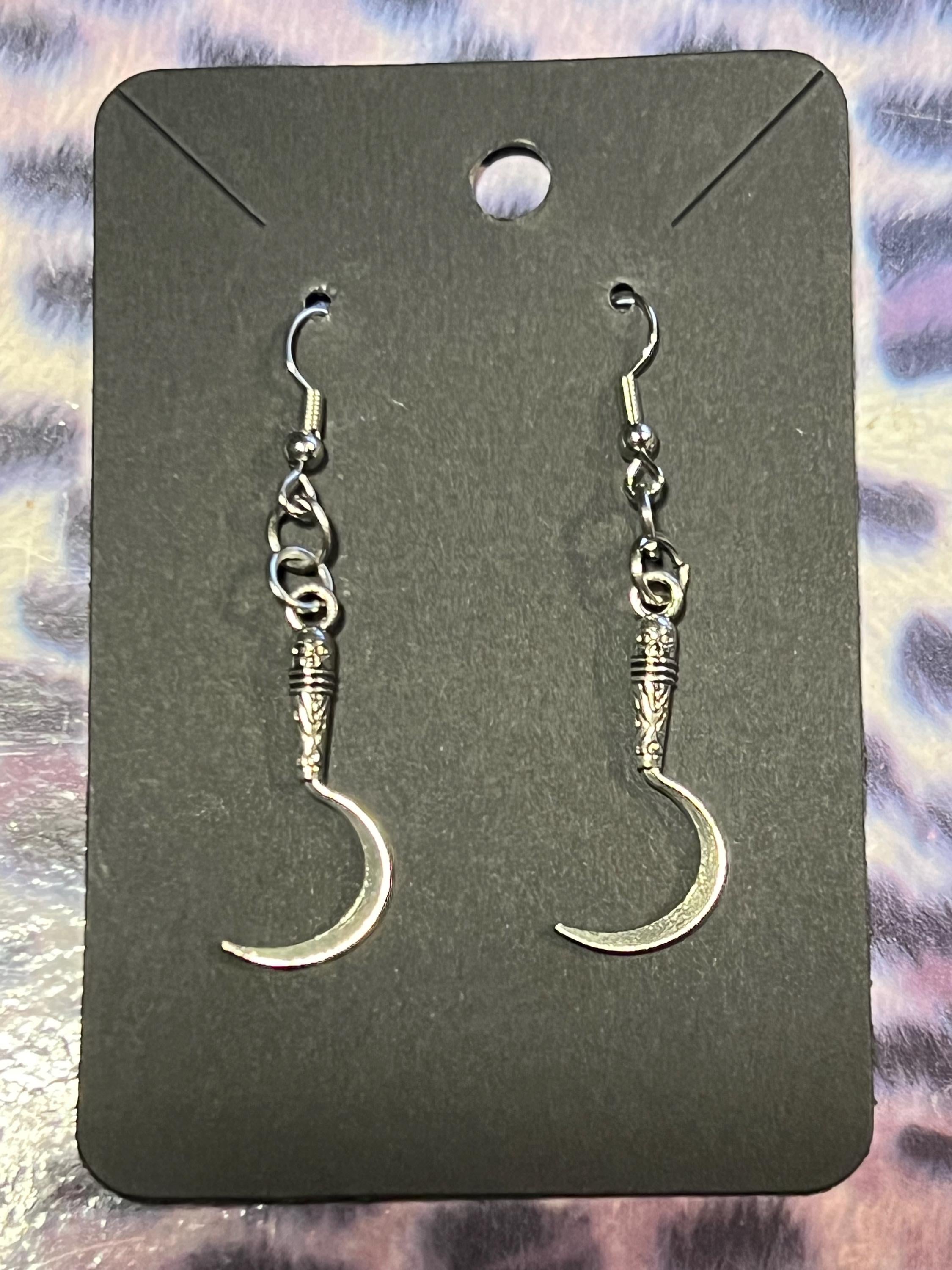 gothic scythe earrings punk jewelry grim reaper jewellery alternative stainless steel goth jewelry grim reaper dark accessories