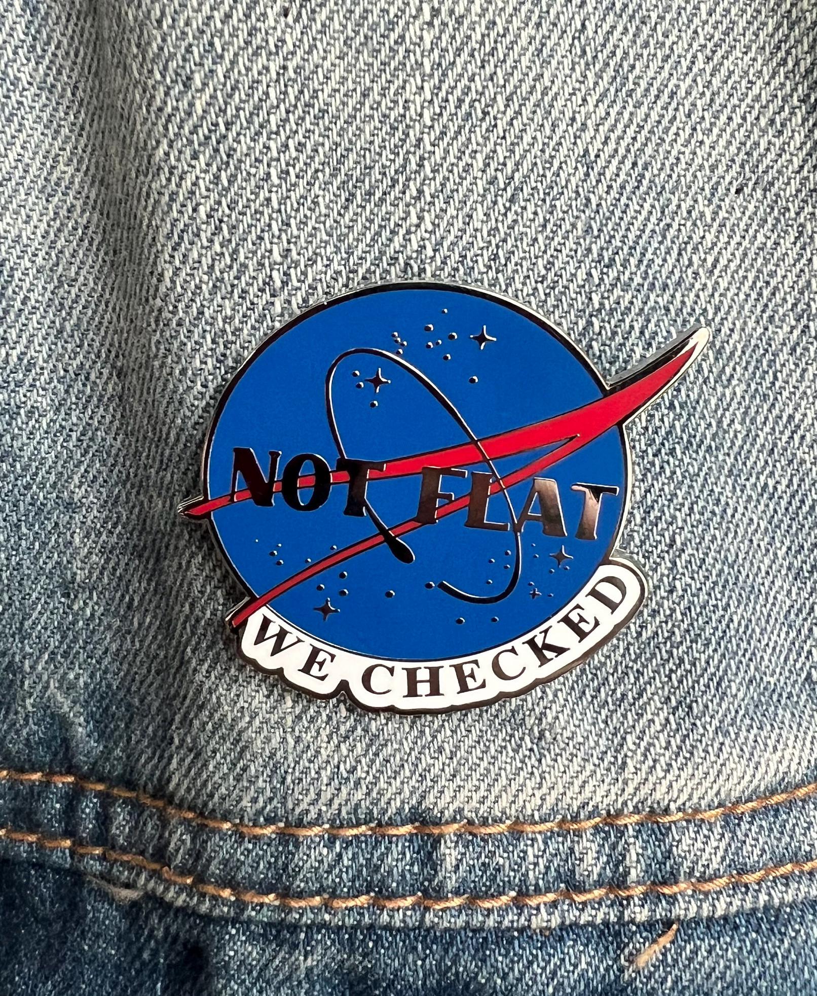 funny pins space badges punk pins nasa enamel pin science astronaut pin science gift not flat we checked hard enamel pins Earth button