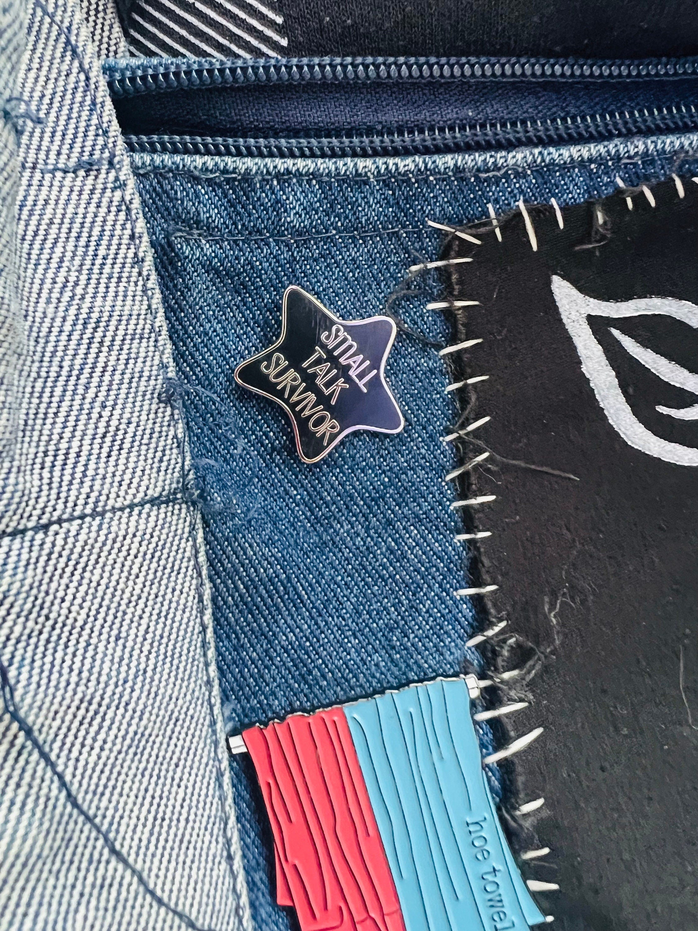 introvert goth pins and badges star enamel pins punk accessories gothic pinback buttons small talk survivor black star introvert gift dark