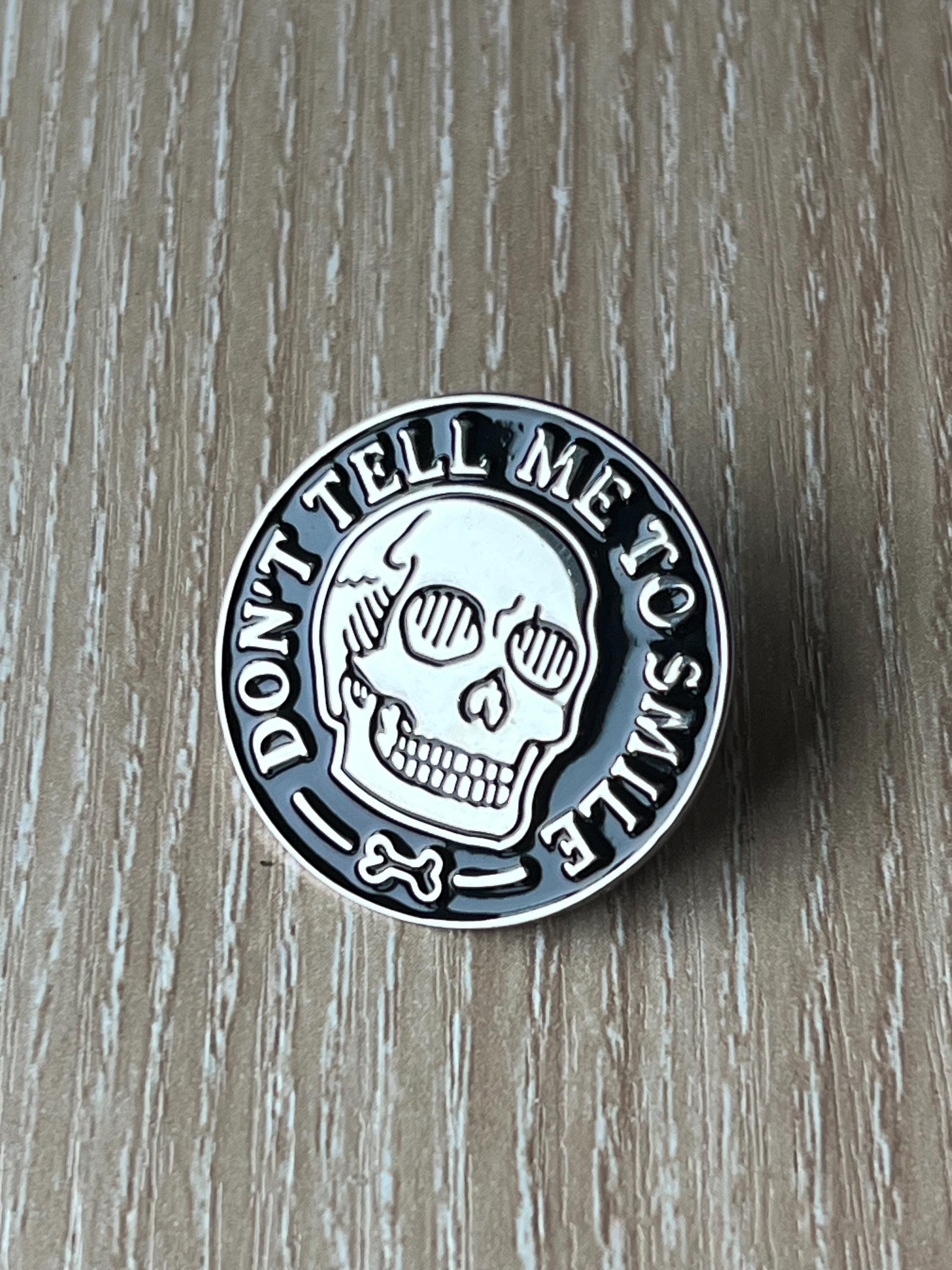 feminist punk enamel pins and badges goth pins skull feminism pinback buttons gothic accessories dont tell me to smile pin fuck off pin