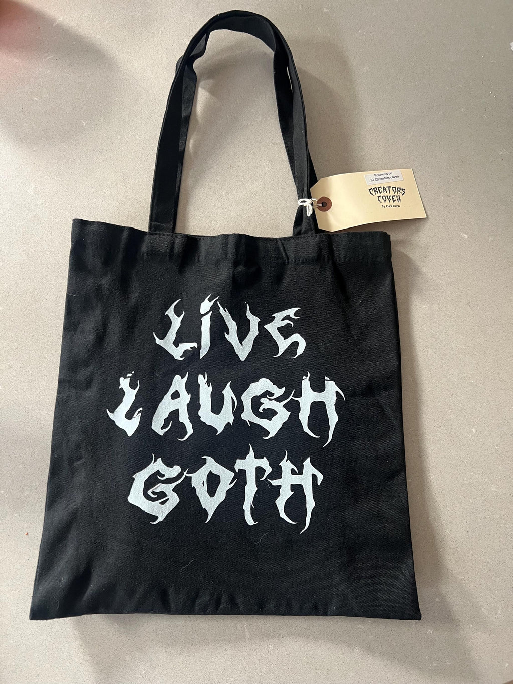 Live Laugh Goth black tote bag