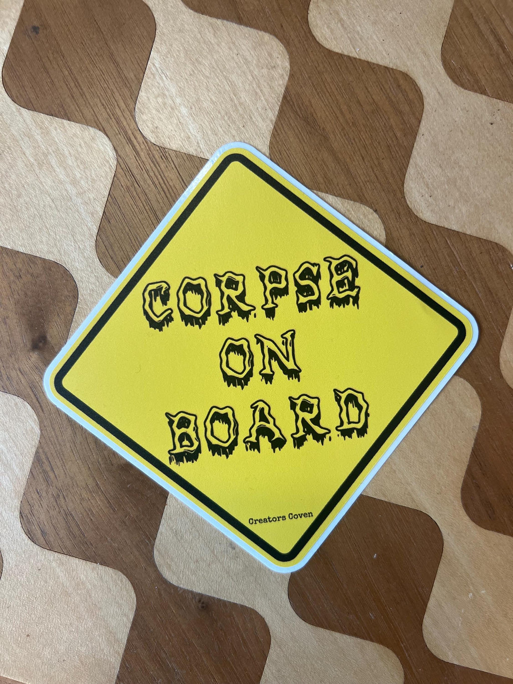 Corpse on Board vinyl sticker yellow warning sticker