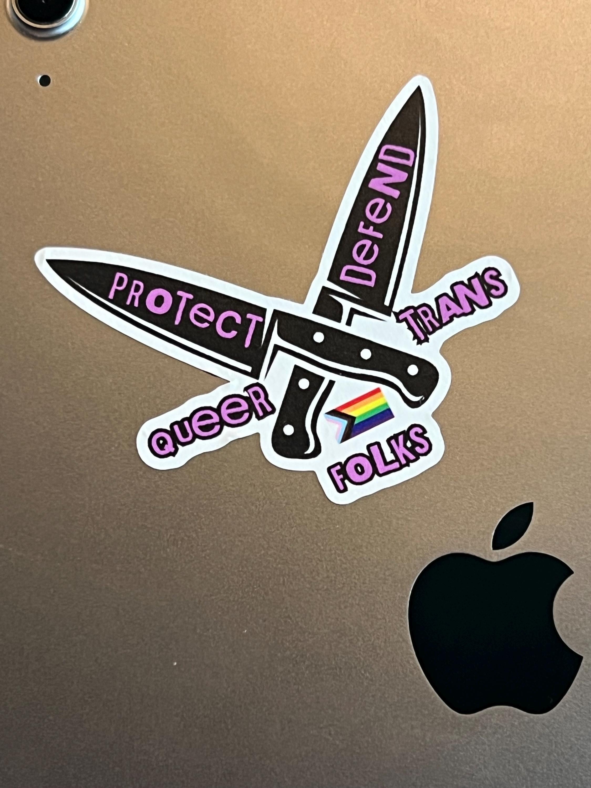 protect defend queer trans folks sticker lgbt leftist vinyl sticker liberal decals liberal stickers ally accessories lgbtq stickers decals