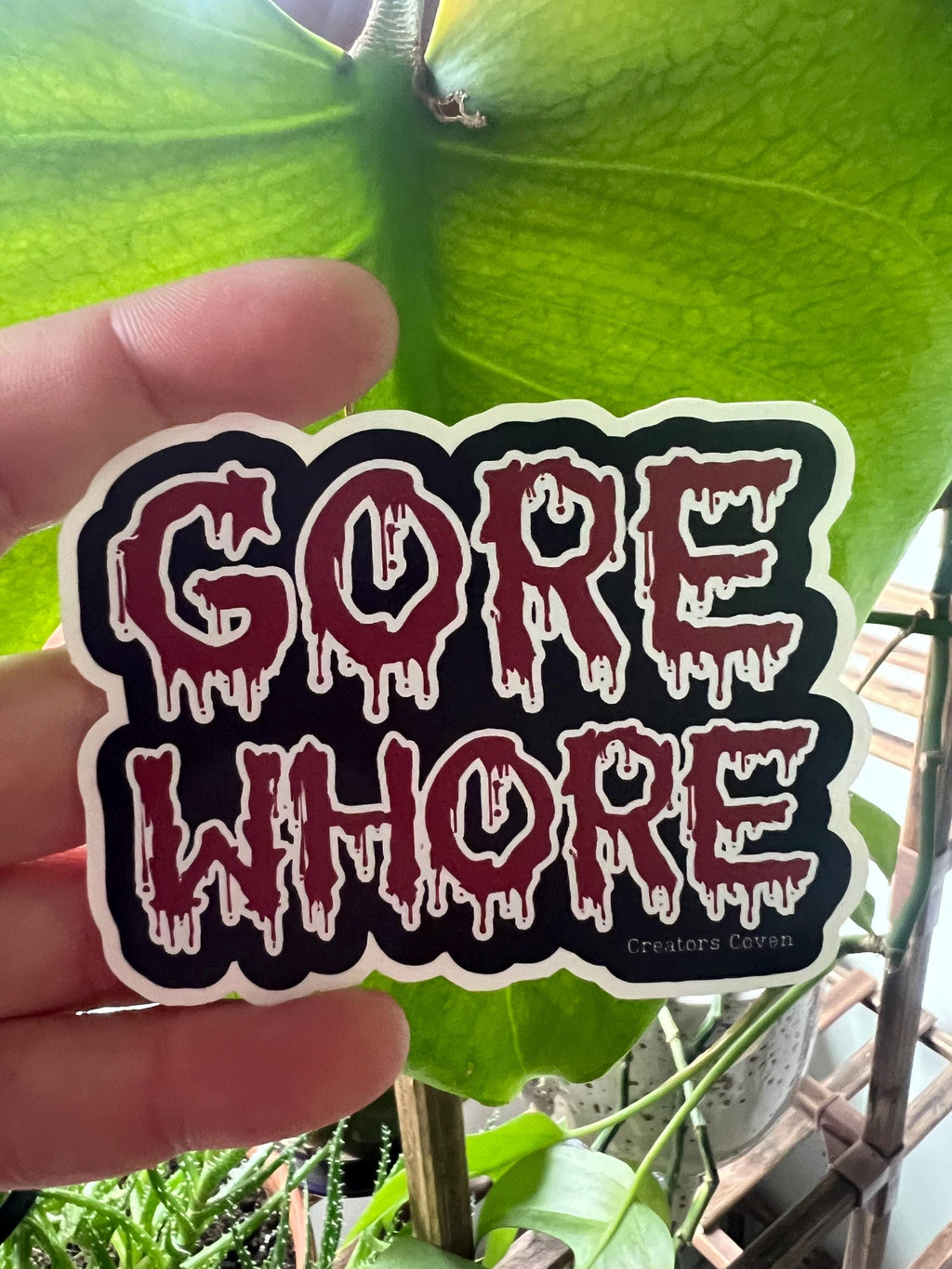 Gore whore horror fan vinyl sticker