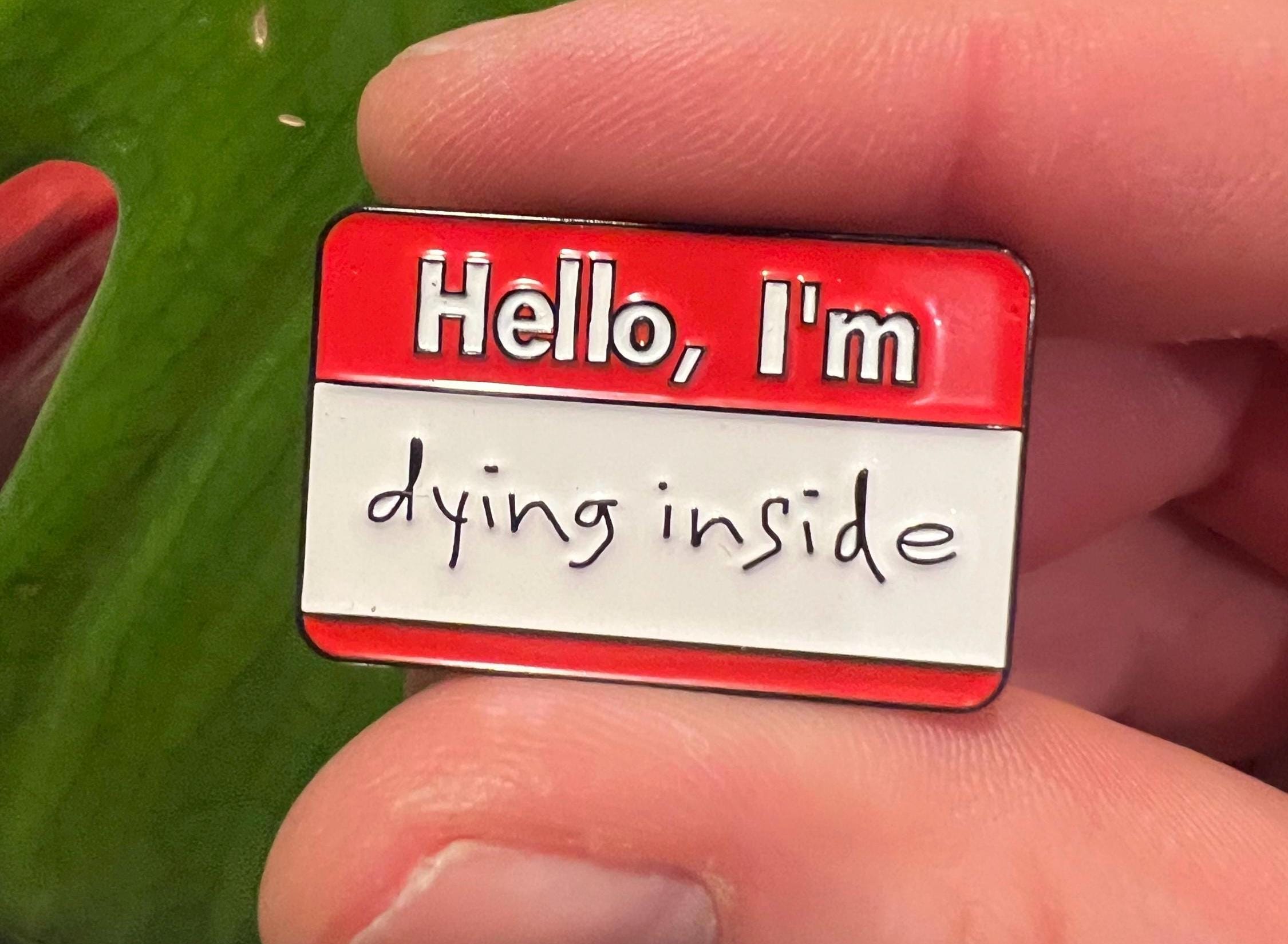 goth enamel pins dark humor pins and badges punk pins gothic accessories im dying inside punk accessories grunge pins