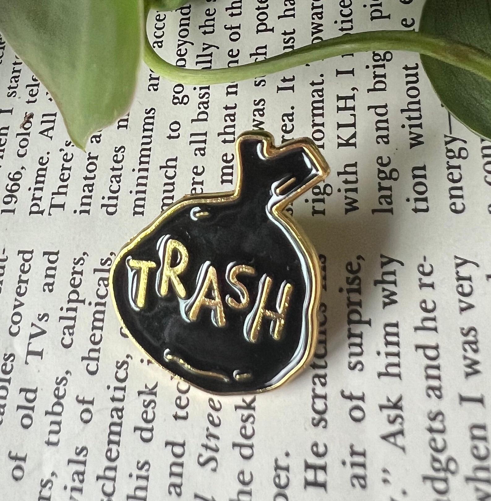 goth pins punk badges trash bag enamel pins funny pinback buttons emo garbage pin grunge accessories queer pin pins