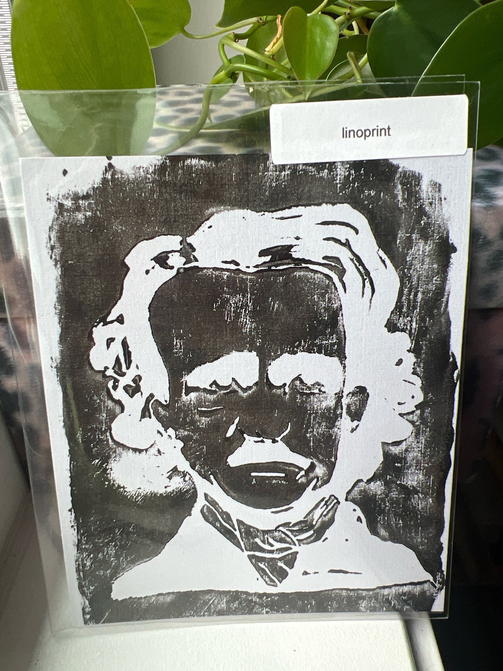 edgar allan poe lino print black and white handmade art print gothic home decor