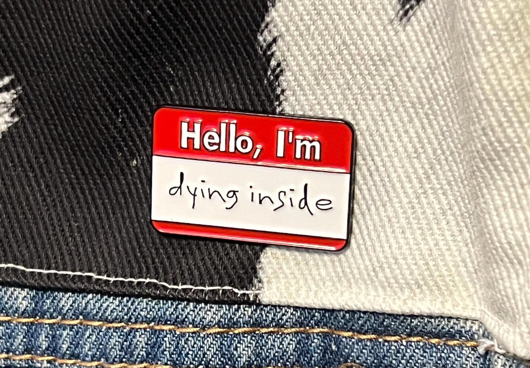 goth enamel pins dark humor pins and badges punk pins gothic accessories im dying inside punk accessories grunge pins