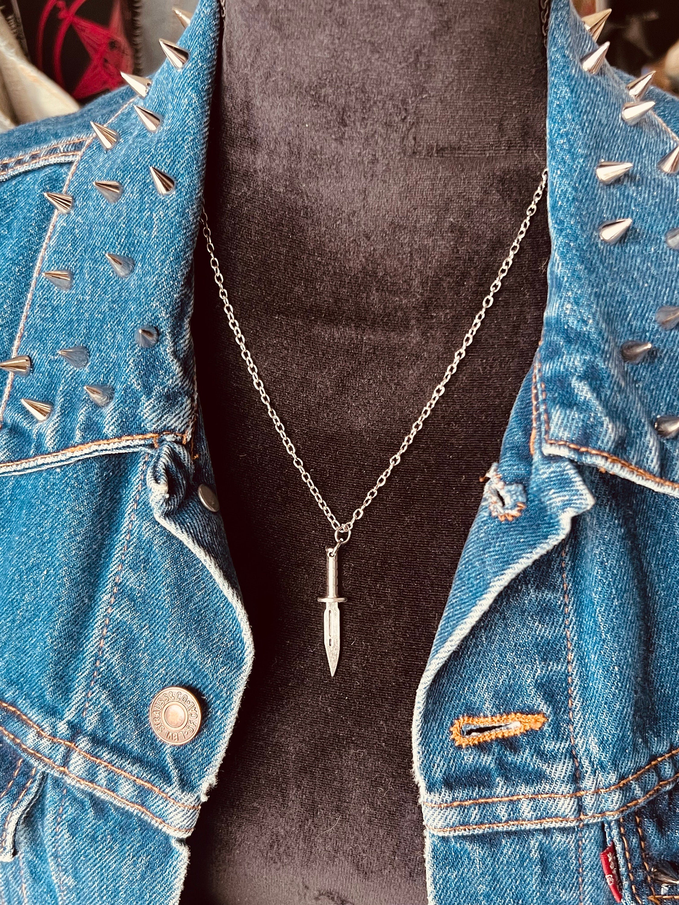 gothic necklace knife jewelry punk necklace stainless steel goth jewellery horror necklace stainless steel dagger jewelry