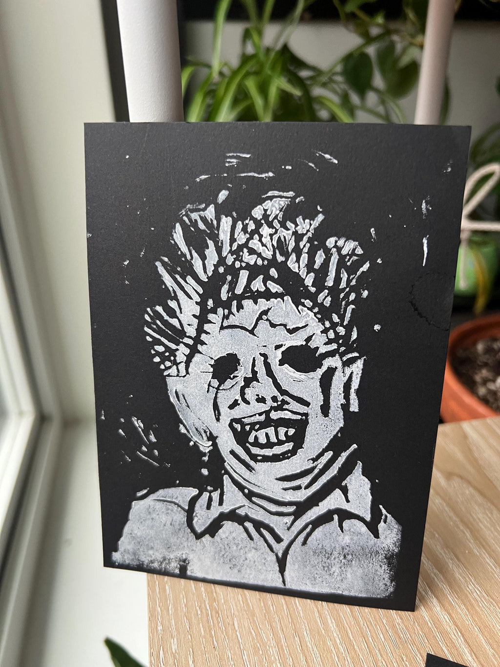leatherface wall art print horror art lino print gothic home decor goth wall art horror home decor Texas Chainsaw Massacre fan art