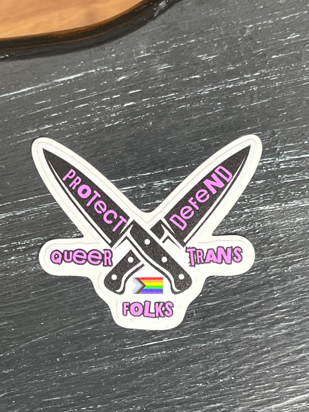 protect defend queer trans folks sticker lgbt leftist vinyl sticker liberal decals liberal stickers ally accessories lgbtq stickers decals