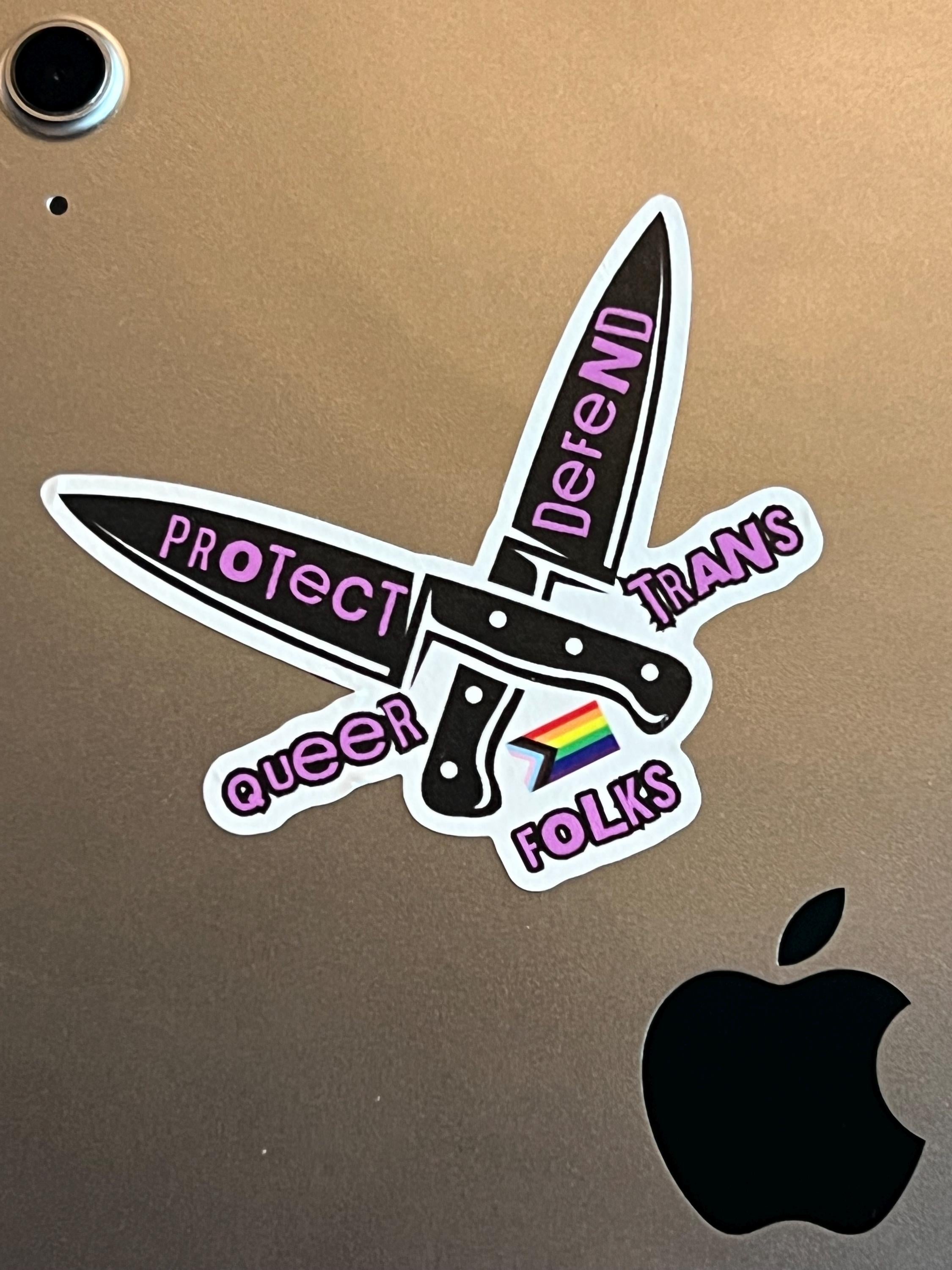 protect defend queer trans folks sticker lgbt leftist vinyl sticker liberal decals liberal stickers ally accessories lgbtq stickers decals